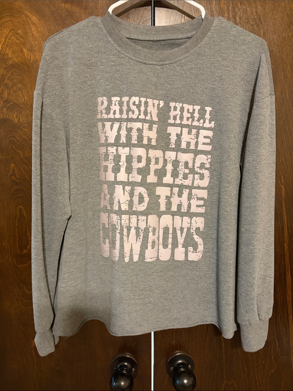 Gray long sleeve  light weight with Graphic Text